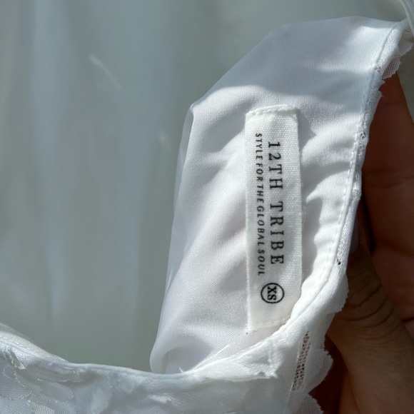 12th Tribe Maya White Floral Applique Halter Mini Dress - Picture 7 of 10